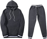 Mens 2 Piece Tracksuit Running Jogging Hoodie Pants Sets Loose Hooded Plus Velvet and Thick Sport Suit