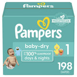 Pampers Baby-Dry Diapers Size 1, 198 Count