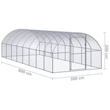 Outdoor Chicken Coop 9.8'x26.2'x6.6' Galvanized Steel