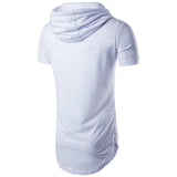 Mens Hipster Hip Hop Long Drop Tail Hoodie Side Zipper T Shirt Longline Pullover Shirts