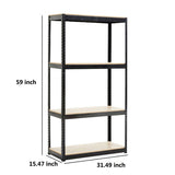 Storage Rack Shelving Unit Storage Shelf Steel Garage Utility Rack 4-Shelf Adjustable Shelves Heavy Duty Display Stand for Books; Kitchenware; Tools Bolt-Free Assembly 31.49"x 14.47"x 59' (Black)