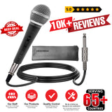 5 CORE 3 Pack Professional Dynamic Vocal Microphone Neodymium Cardioid Unidirectional Handheld Mic for Speakers, Karaoke W/Steel Mesh Grille, ON/Off Switch w/16ft Detachable Cable, Bag Get in Bulk