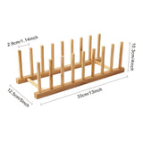 1pc Bamboo Dish Plate Bowl Drainer Storage; Cup Book Pot Lid Cutting Board Drying Rack; Stand Drainer Storage Holder Organizer Kitchen Cabinet; Keep Dry; 13.1in*5in