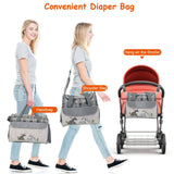 11Pcs Baby Nappy Diaper Bags Set for Mom Dad Mummy Shoulder Bags Multifunctional Diaper Handbags with Food Bag Bottle Bag Diaper Pad Burp Cloth 2 Hook Straps