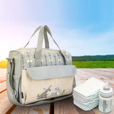 11Pcs Baby Nappy Diaper Bags Set for Mom Dad Mummy Shoulder Bags Multifunctional Diaper Handbags with Food Bag Bottle Bag Diaper Pad Burp Cloth 2 Hook Straps