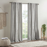 Imani Cotton Printed Curtain Panel with Chenille Stripe and Lining