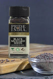 Pride of India – Black Mustard Seed – Gourmet & Vegan Indian Spice – Pungent/Spicy Flavor – Dry Seasoning - Gluten & GMO Free – Easy to Use – 3oz. Small Dual Sifter Bottle