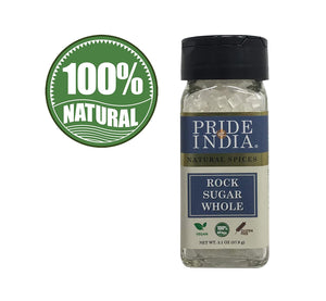 Pride Of India - Natural Crystal Rock Sugar Whole- 3.1 oz (88 gm) Dual Sifter Jar