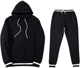 Mens 2 Piece Tracksuit Running Jogging Hoodie Pants Sets Loose Hooded Plus Velvet and Thick Sport Suit