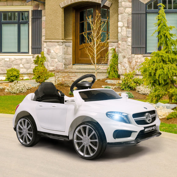 6V Mercedes Benz AMG Electric Vehicle, Kid Ride on Car with Parental Remote Control, MP3 Player Headlights Opening Doors, for Children 3-8, White