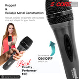 5 CORE Karaoke Microphone Dynamic Vocal Handheld Mic Pair Cardioid Unidirectional Microfono w On and Off Switch Includes XLR Audio Cable Mic Holder - PM 286 2 PCS