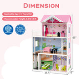 Wooden Dollhouse with Working Elevator and Rotatable Staircase