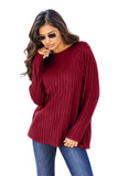 Basic Bae Full Size Ribbed Round Neck Long Sleeve Knit Top