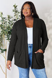 Basic Bae Full Size Ribbed Open Front Cardigan with Pockets