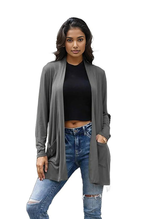 Basic Bae Full Size Open Front Long Sleeve Cardigan with Pockets