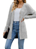 Ribbed Button Up Long Sleeve Cardigan