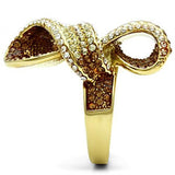 GL307 - IP Gold(Ion Plating) Brass Ring with Top Grade Crystal  in